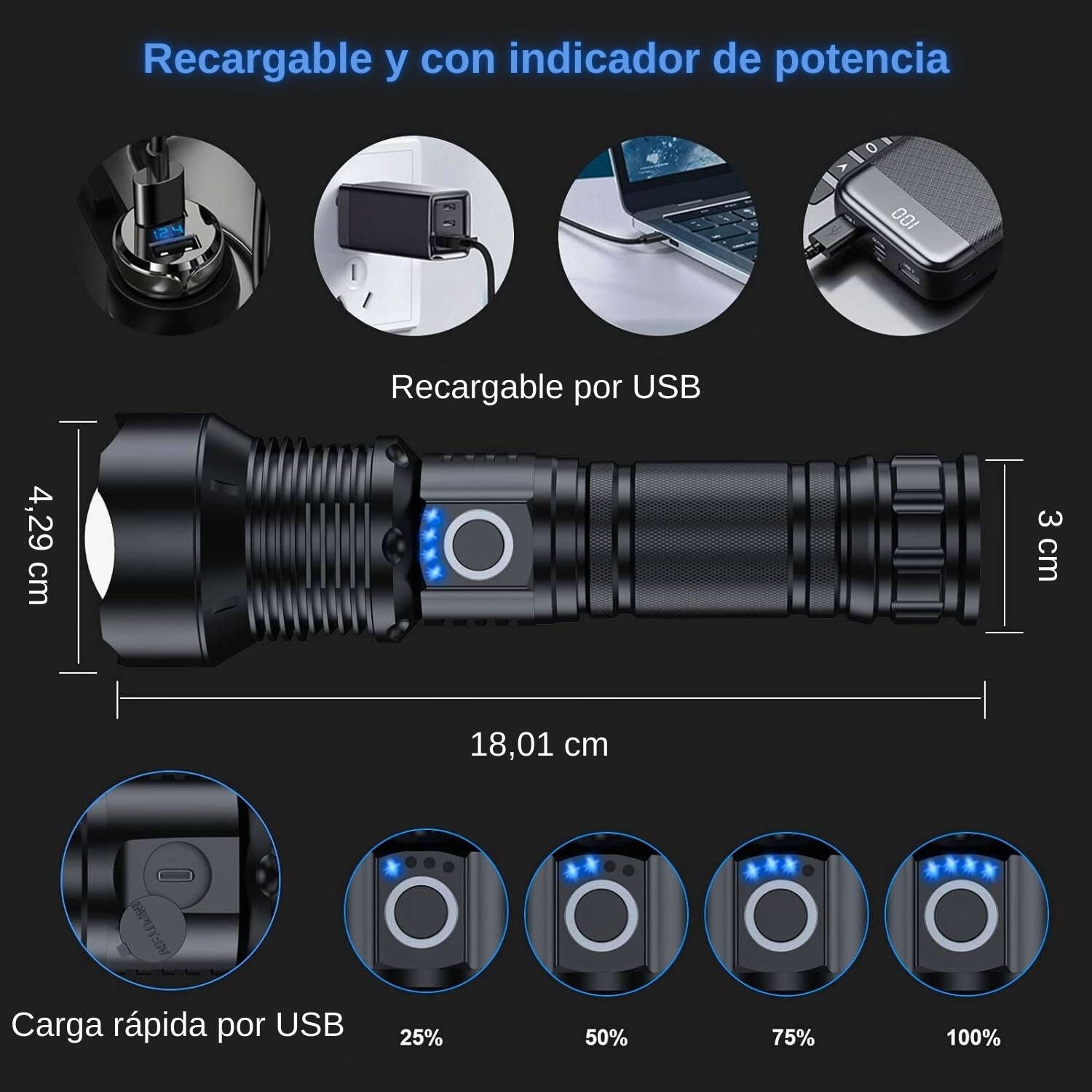 Linterna LED Táctica Militar
